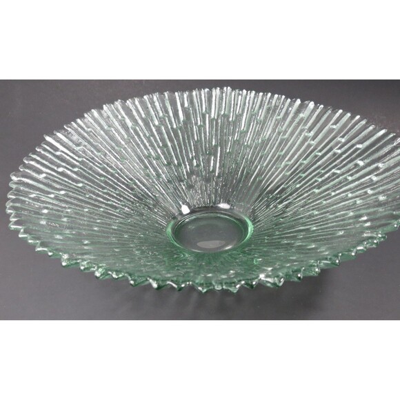Pavel Panek, Libochovice, Serving Bowl Light Green Ribbed Starburst - Picture 1 of 7